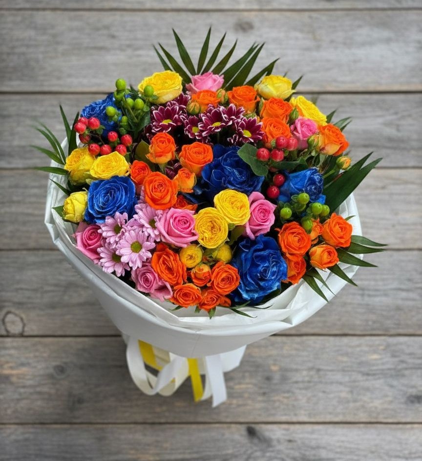 Букет цветов из: Розы и Хризантемы в Габукае