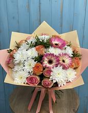 Букет цветов из:  Розы, Герберы и Хризантемы в Габукае