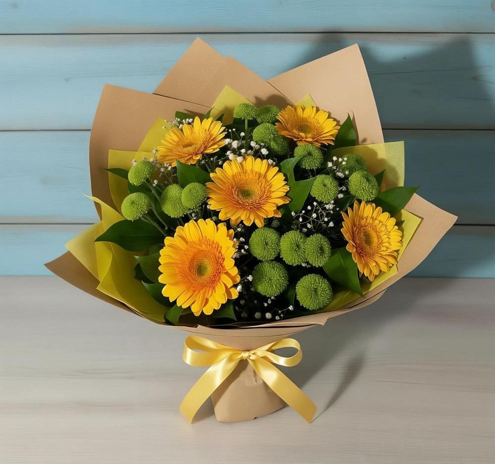 Букет цветов из: Герберы и Хризантемы в Габукае