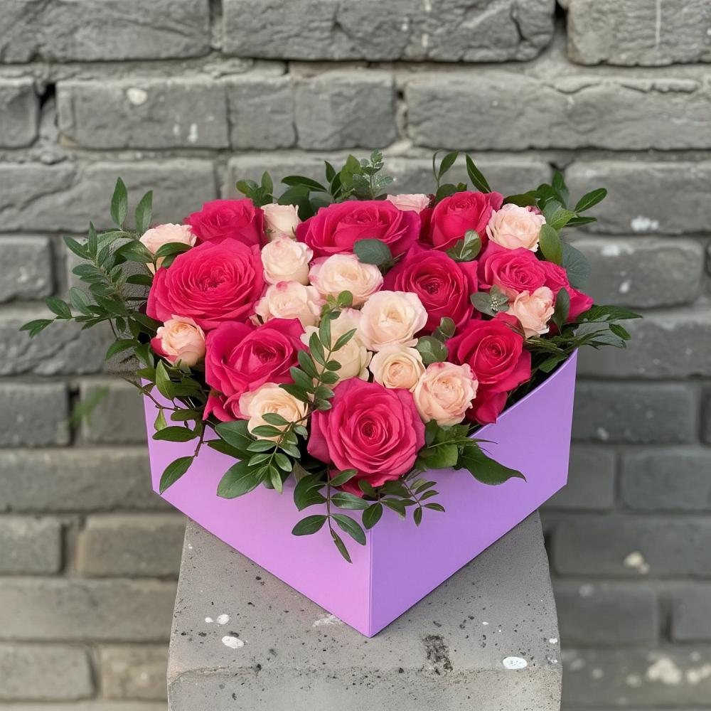 Цветочная композиция из Розы в коробке в Габукае