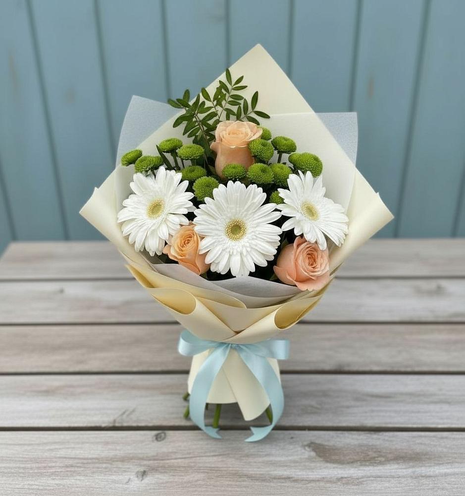 Букет цветов из: Герберы, Розы и Хризантемы в Габукае