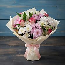 Букет цветов из:  Хризантемы, Альстромерии и Розы в Габукае