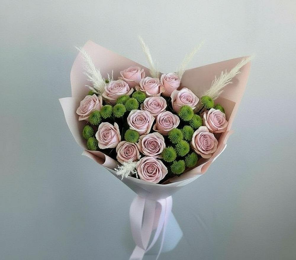 Букет цветов из: Розы и Хризантемы в Габукае