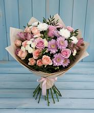 Букет цветов из:  Хризантемы, Розы и Альстромерии в Габукае