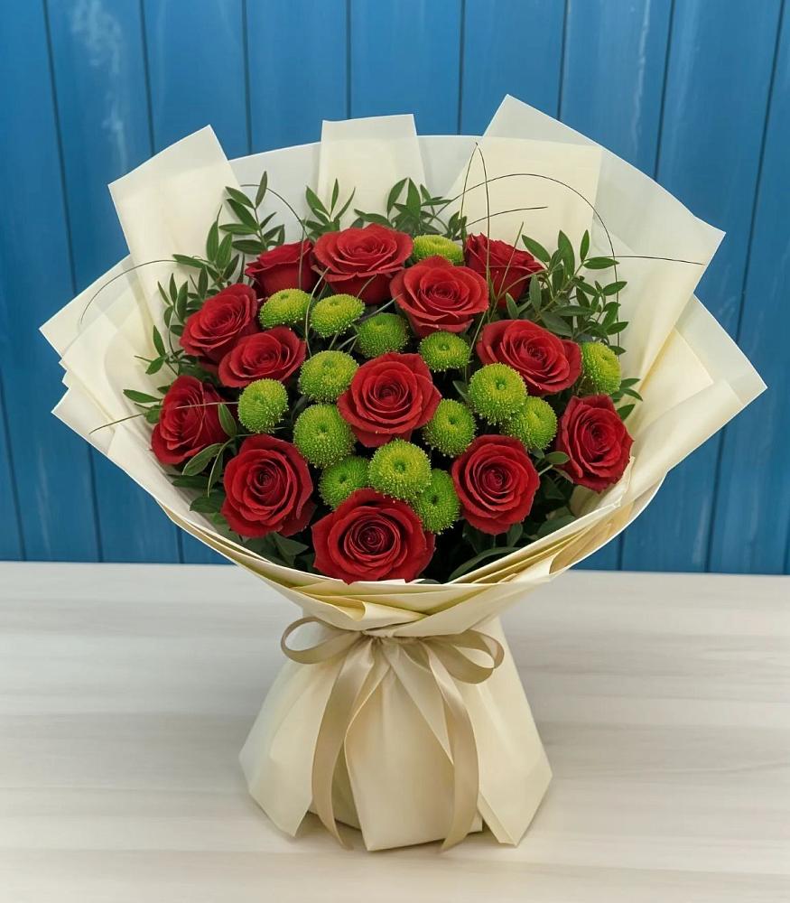 Букет цветов из: Розы и Хризантемы в Габукае